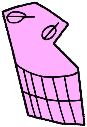 Revav, Tata #0389: a pink Tareco Tata, hand-drawn by Marcelo and Noel Morera (Tata 1000 Faces)