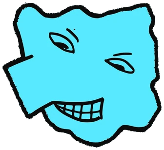 Ortodox, Tata #0391: a cyan Amoeba Tata, hand-drawn by Marcelo and Noel Morera (Tata 1000 Faces)