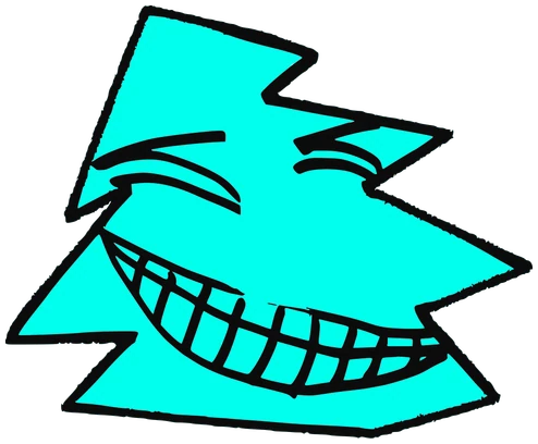 Elfo, Tata #0393: a cyan Star Tata, hand-drawn by Marcelo and Noel Morera (Tata 1000 Faces)