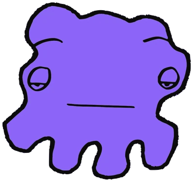 oZ, Tata #0412: a purple Amoeba Tata, hand-drawn by Marcelo and Noel Morera (Tata 1000 Faces)