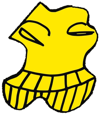 Griffin, Tata #0448: a yellow Amoeba Tata, hand-drawn by Marcelo and Noel Morera (Tata 1000 Faces)