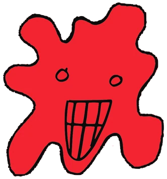 Lighta, Tata #0471: a red Amoeba Tata, hand-drawn by Marcelo and Noel Morera (Tata 1000 Faces)