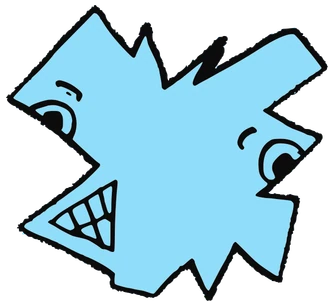 Curve, Tata #0488: a cyan Star Tata, hand-drawn by Marcelo and Noel Morera (Tata 1000 Faces)