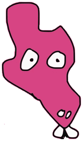 Good Dino, Tata #0489: a pink Amoeba Tata, hand-drawn by Marcelo and Noel Morera (Tata 1000 Faces)