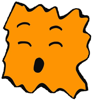 Yeeza, Tata #0515: a orange Amoeba Tata, hand-drawn by Marcelo and Noel Morera (Tata 1000 Faces)