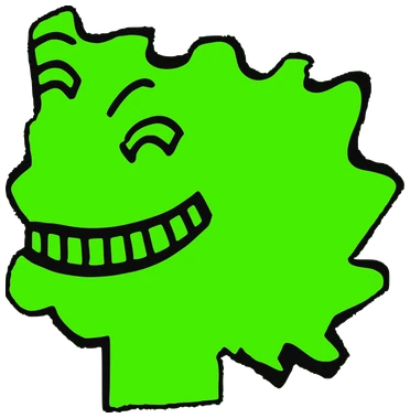 Tia, Tata #0519: a lime green Amoeba Tata, hand-drawn by Marcelo and Noel Morera (Tata 1000 Faces)