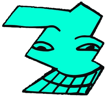 Just a Tata, Tata #0525: a cyan Tareco Tata, hand-drawn by Marcelo and Noel Morera (Tata 1000 Faces)