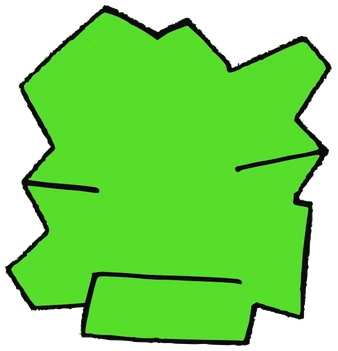 Sump and Fump, Tata #0532: a green Tareco Tata, hand-drawn by Marcelo and Noel Morera (Tata 1000 Faces)