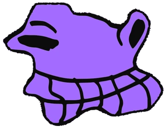 Weasel, Tata #0534: a purple Amoeba Tata, hand-drawn by Marcelo and Noel Morera (Tata 1000 Faces)