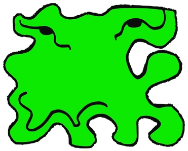 Tayla, Tata #0535: a light green Amoeba Tata, hand-drawn by Marcelo and Noel Morera (Tata 1000 Faces)