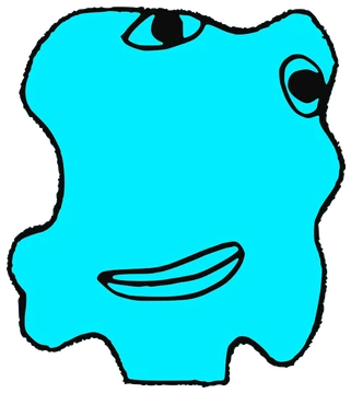 Gi Joo, Tata #0542: a cyan Amoeba Tata, hand-drawn by Marcelo and Noel Morera (Tata 1000 Faces)