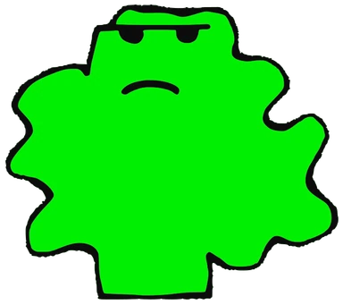Ghuhu, Tata #0549: a green Amoeba Tata, hand-drawn by Marcelo and Noel Morera (Tata 1000 Faces)