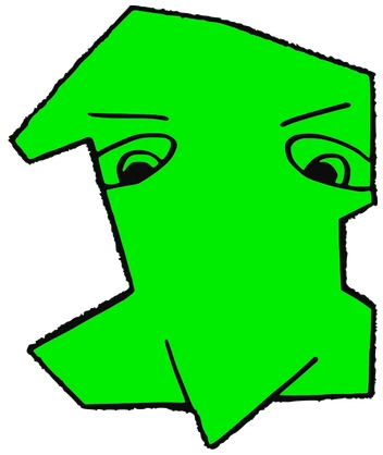 Luka Dis, Tata #0551: a green Tareco Tata, hand-drawn by Marcelo and Noel Morera (Tata 1000 Faces)