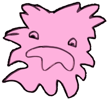 Head Mario, Tata #0558: a pink Star Tata, hand-drawn by Marcelo and Noel Morera (Tata 1000 Faces)