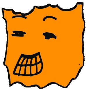 Eskuchi Semore, Tata #0561: a orange Amoeba Tata, hand-drawn by Marcelo and Noel Morera (Tata 1000 Faces)