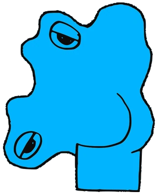 VJ, Tata #0579: a blue Amoeba Tata, hand-drawn by Marcelo and Noel Morera (Tata 1000 Faces)