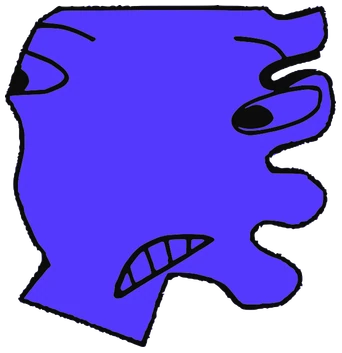 The Filler, Tata #0585: a blue Amoeba Tata, hand-drawn by Marcelo and Noel Morera (Tata 1000 Faces)