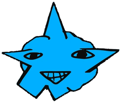 Forbiden Riff, Tata #0591: a blue Star Tata, hand-drawn by Marcelo and Noel Morera (Tata 1000 Faces)