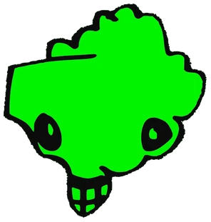 Mr. Mayormack, Tata #0592: a green Amoeba Tata, hand-drawn by Marcelo and Noel Morera (Tata 1000 Faces)
