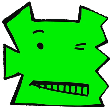 Pin, Tata #0596: a green Tareco Tata, hand-drawn by Marcelo and Noel Morera (Tata 1000 Faces)