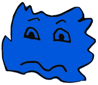 WuDoo, Tata #0598: a blue Amoeba Tata, hand-drawn by Marcelo and Noel Morera (Tata 1000 Faces)