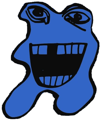 Ibaembe, Tata #0601: a dark blue Amoeba Tata, hand-drawn by Marcelo and Noel Morera (Tata 1000 Faces)