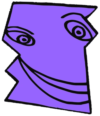 Lips, Tata #0604: a purple Tareco Tata, hand-drawn by Marcelo and Noel Morera (Tata 1000 Faces)