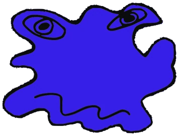 WOO, Tata #0609: a blue Amoeba Tata, hand-drawn by Marcelo and Noel Morera (Tata 1000 Faces)