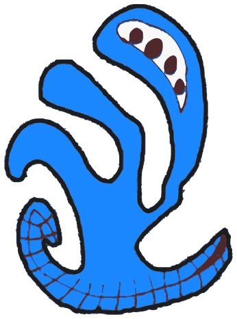 ElBA, Tata #0633: a blue Amoeba Tata, hand-drawn by Marcelo and Noel Morera (Tata 1000 Faces)