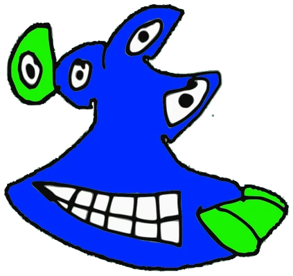 Fax and Jax, Tata #0640: a blue and green Siamese Tata, hand-drawn by Marcelo and Noel Morera (Tata 1000 Faces)