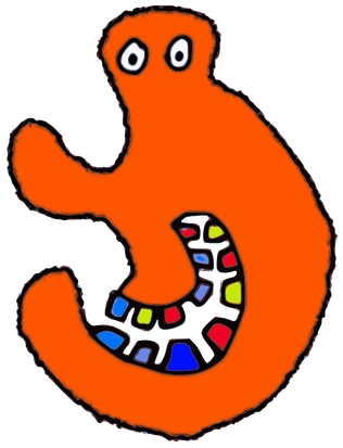 Candy Trip, Tata #0641: a orange Amoeba Tata, hand-drawn by Marcelo and Noel Morera (Tata 1000 Faces)