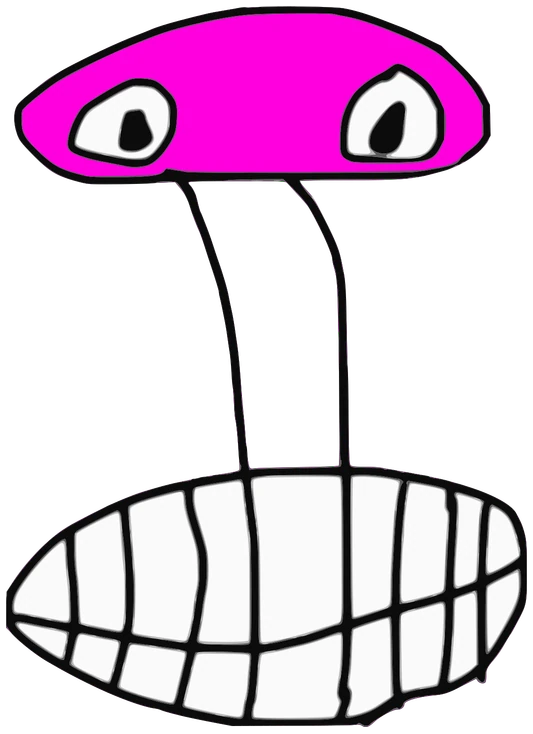 Kunka Delic, Tata #0658: a pink Amoeba Tata, hand-drawn by Marcelo and Noel Morera (Tata 1000 Faces)