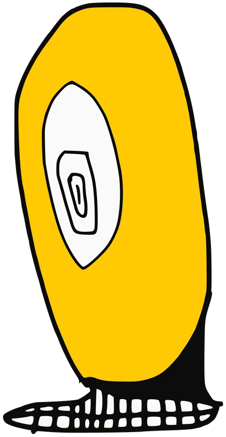 Mitchell, Tata #0664: a yellow Amoeba Tata, hand-drawn by Marcelo and Noel Morera (Tata 1000 Faces)