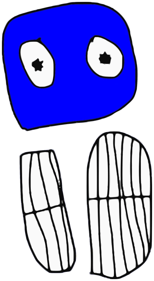 Tata Morty, Tata #0665: a blue Amoeba Tata, hand-drawn by Marcelo and Noel Morera (Tata 1000 Faces)