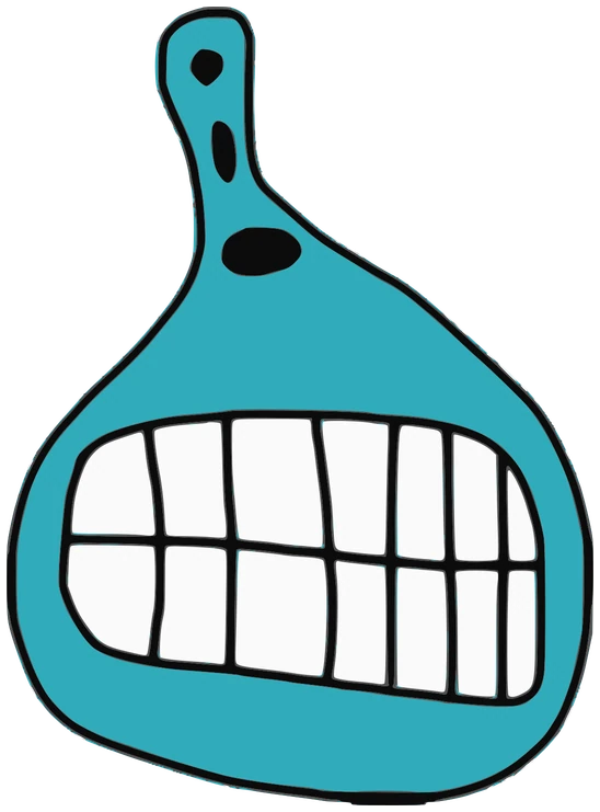 Yoova, Tata #0668: a almost blue Amoeba Tata, hand-drawn by Marcelo and Noel Morera (Tata 1000 Faces)