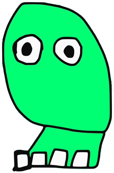 Curstapo, Tata #0671: a green Latinx Tata, hand-drawn by Marcelo and Noel Morera (Tata 1000 Faces)