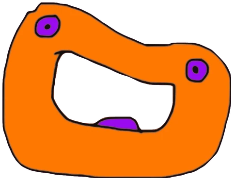 Avec, Tata #0675: a orange Amoeba Tata, hand-drawn by Marcelo and Noel Morera (Tata 1000 Faces)