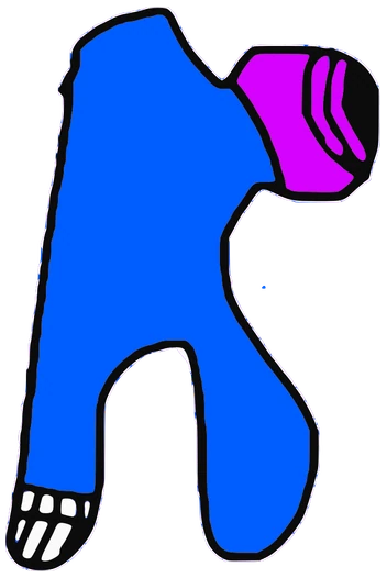 R, Tata #0676: a blue Amoeba Tata, hand-drawn by Marcelo and Noel Morera (Tata 1000 Faces)