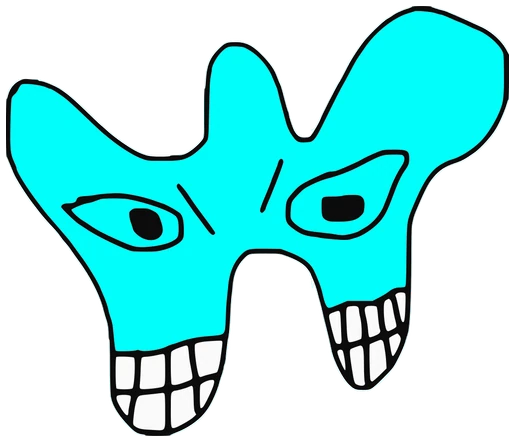 BIG W, Tata #0678: a cyan Amoeba Tata, hand-drawn by Marcelo and Noel Morera (Tata 1000 Faces)