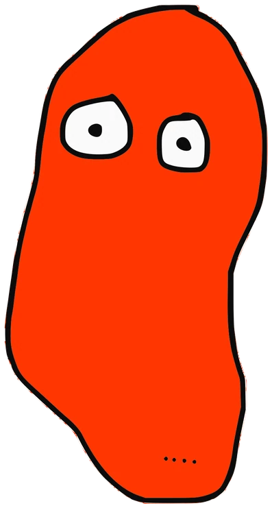 Noerthandral, Tata #0689: a orange Amoeba Tata, hand-drawn by Marcelo and Noel Morera (Tata 1000 Faces)