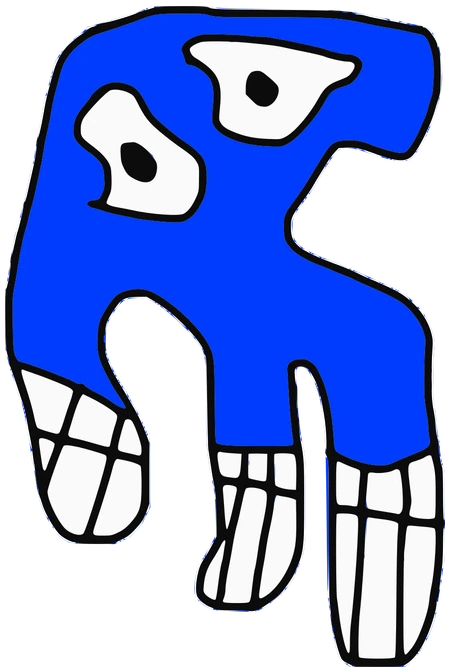 Wake Up, Tata #0692: a blue Amoeba Tata, hand-drawn by Marcelo and Noel Morera (Tata 1000 Faces)