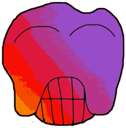 Urbano Bargas, Tata #0693: a multicolor fade Amoeba Tata, hand-drawn by Marcelo and Noel Morera (Tata 1000 Faces)