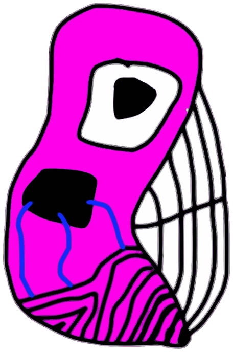 Chiiiiqi, Tata #0694: a pink Darwinism Tata, hand-drawn by Marcelo and Noel Morera (Tata 1000 Faces)
