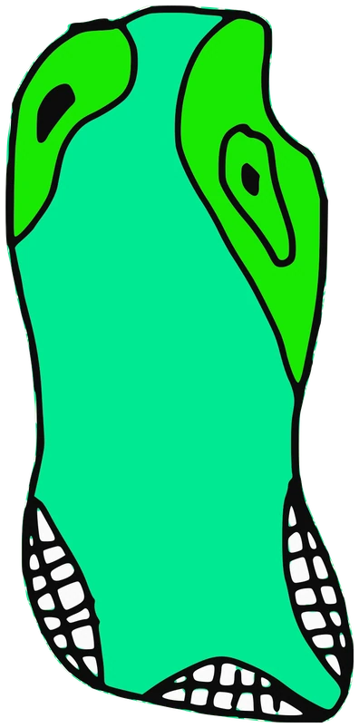 Attahala, Tata #0699: a green Darwinism Tata, hand-drawn by Marcelo and Noel Morera (Tata 1000 Faces)