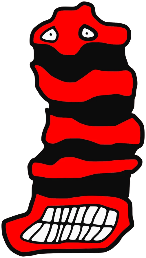 Galde, Tata #0705: a red and black Darwinism Tata, hand-drawn by Marcelo and Noel Morera (Tata 1000 Faces)
