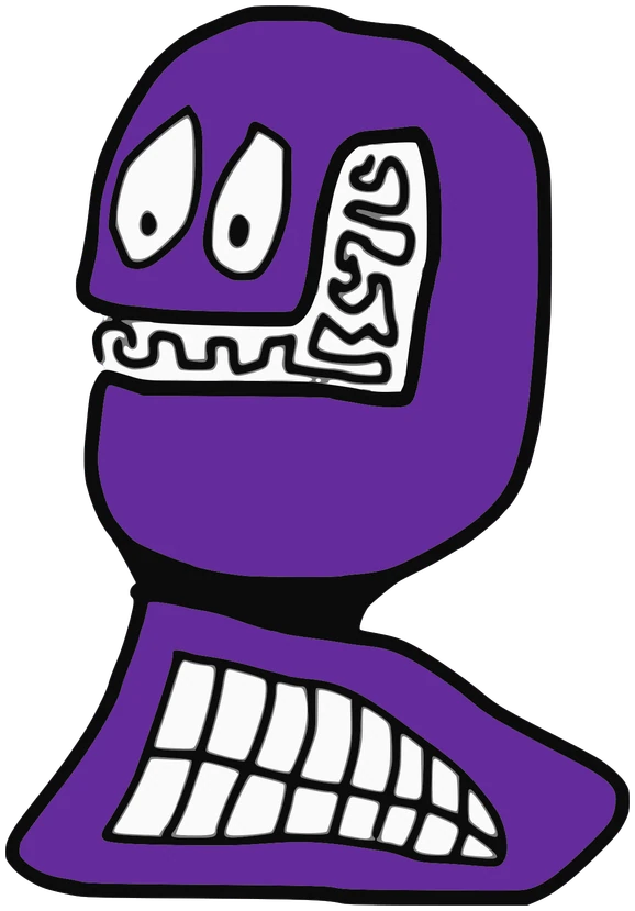 Kajob, Tata #0706: a purple and black Darwinism Tata, hand-drawn by Marcelo and Noel Morera (Tata 1000 Faces)