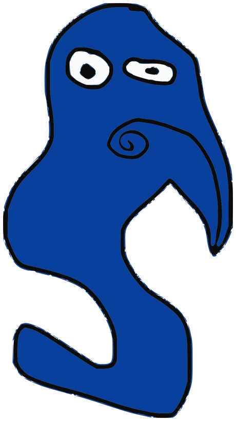 Korrup, Tata #0708: a blue Darwinism Tata, hand-drawn by Marcelo and Noel Morera (Tata 1000 Faces)