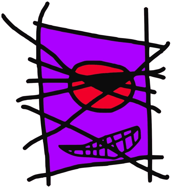 3 T, Tata #0709: a purple Darwinism Tata, hand-drawn by Marcelo and Noel Morera (Tata 1000 Faces)