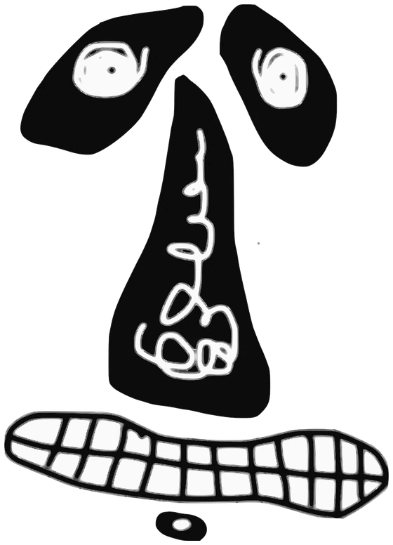 AGGI, Tata #0711: a white and black Darwinism Tata, hand-drawn by Marcelo and Noel Morera (Tata 1000 Faces)