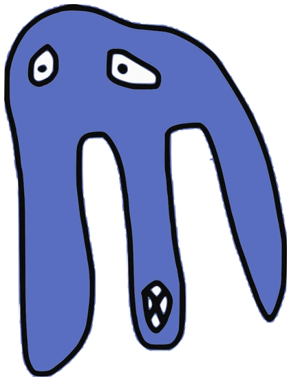 Mr. M, Tata #0724: a off shade blue Amoeba Tata, hand-drawn by Marcelo and Noel Morera (Tata 1000 Faces)